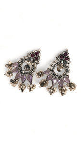 Stoned Amethyst Chandbali Drops