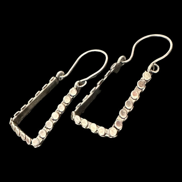 Silver Carved Rectangular Loops