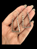 Silver Carved Rectangular Loops