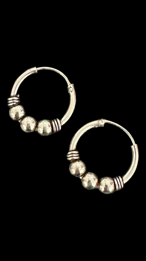 Silver Carved Balls Small Loops