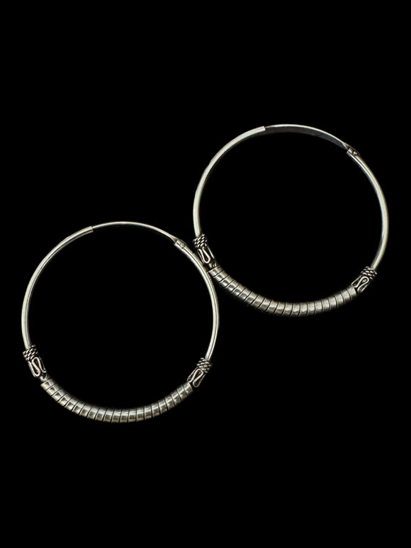 Silver Carved Medium Loops