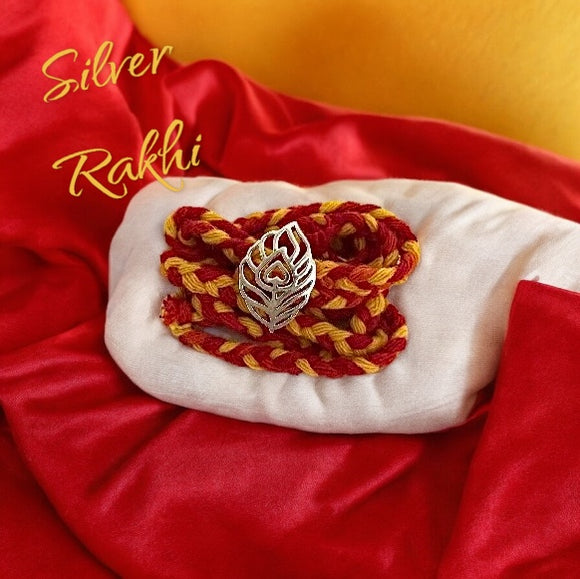 Silver Rakhi Mor Pankhi