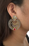 Two Tone Carved Stone Circular Earring