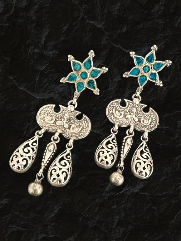 Sheesha Earring Blue Floral Drops