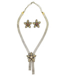 Auric Flower Long Necklace with Earrings