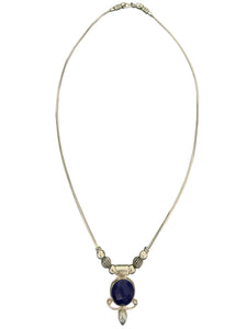 Stonned Lapiz Pearl Necklace