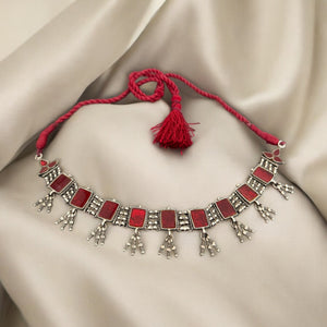 Red Rectangles Sheesha Neckpiece
