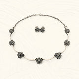 Stonned Blue Cobalt Flower Necklace Set