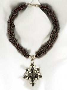 Stonned Garnet Flower Necklace