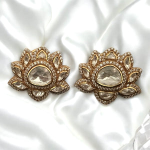 Opulent Gold Moissanite Lotus Studs