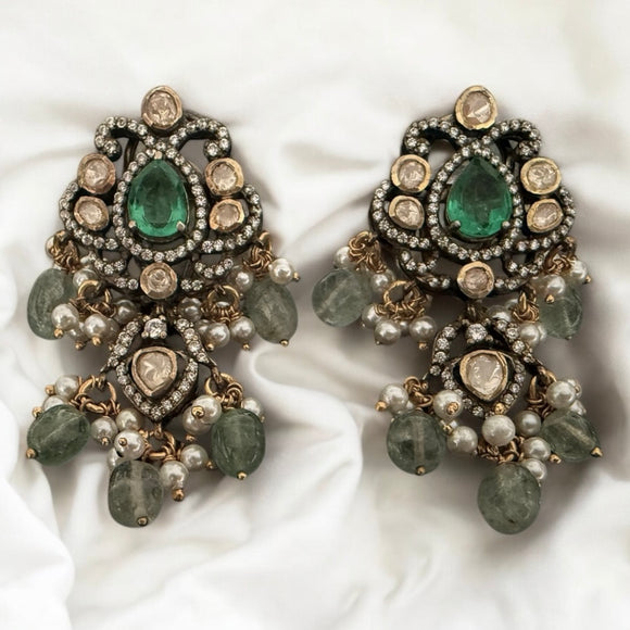Opulent Gold Moissanite Green Drops