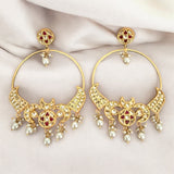 Opulent Gold Temple Kundan Hoops