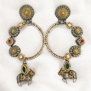 Opulent Gold Kundan Kamdhenu Hoops