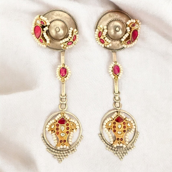 Two Tone Bird Long Earring