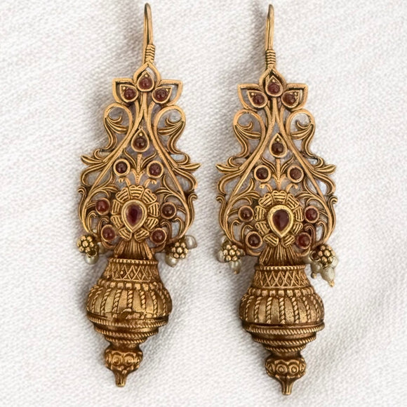 Opulent Gold Temple Dome Earrings