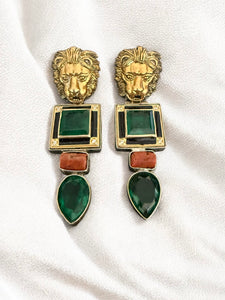 Two Tone Lionhead Earring