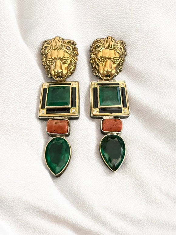 Two Tone Lionhead Earring