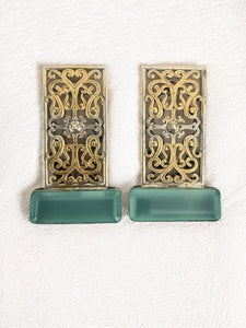 Two Tone Rectangular Green Earring