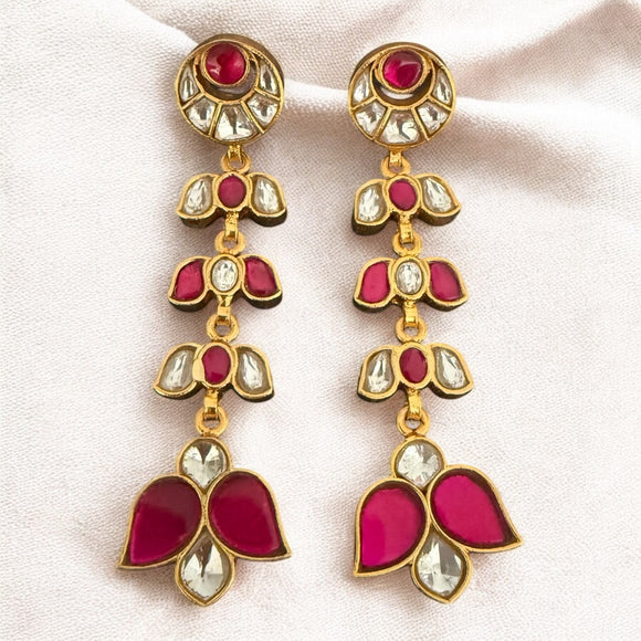 Opulent Gold Kundan Long Leafdrops