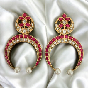 Opulent Gold Temple Kundan Crescents