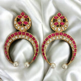 Opulent Gold Temple Kundan Crescents