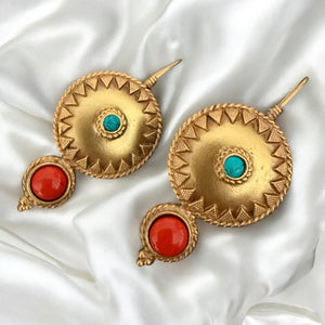 Opulent Gold Temple Coral Earring