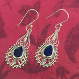 Stoned Lapiz Long Teardrops Earrings