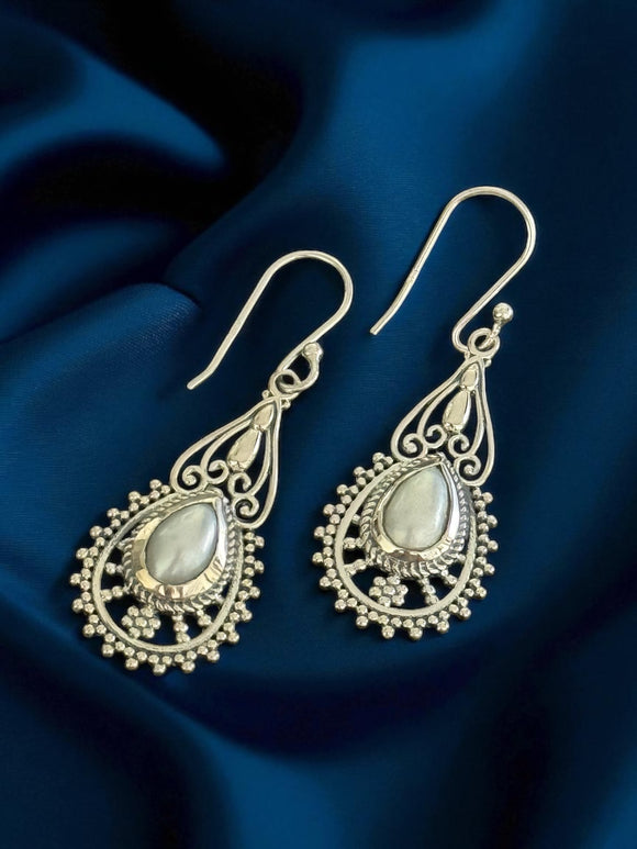 Stoned Pearl Teardrop Earrings
