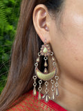 Two Tone Floral Bandhel Chandbali Earrings