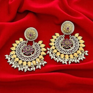 Two Tone Floral Chandbali Earrings