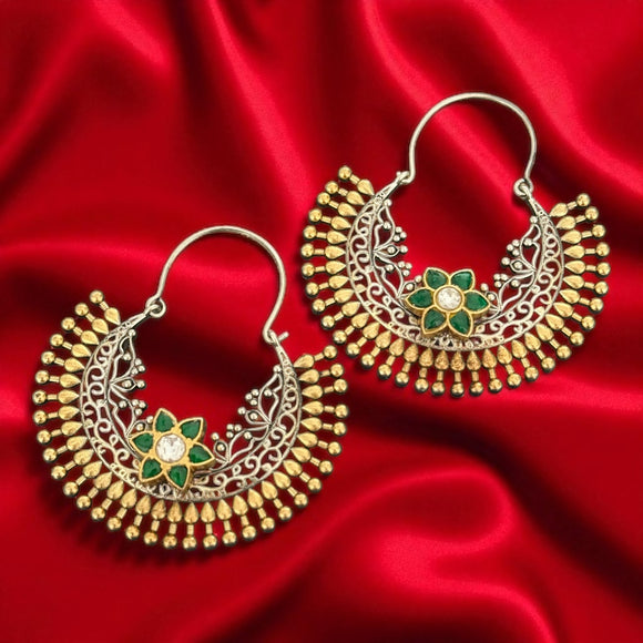 Two Tone Floral Bali Earrings