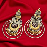 Two Tone DualBird Stone Chandbali Earring