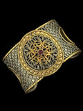 Carved Dualtone Floral Cuff