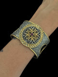 Carved Dualtone Floral Cuff