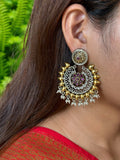 Two Tone Floral Chandbali Earrings