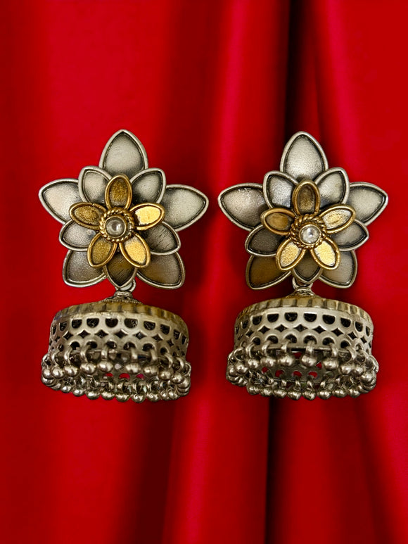Two Tone Floral Jali Jhumkie