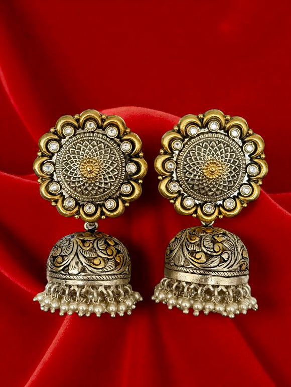 Two Tone Floral Chitai Jhumkie