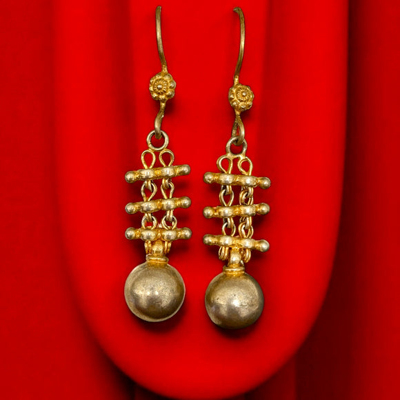 Two Tone Long Ball Earrings
