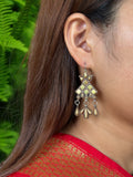Two Tone Bandhel Square Earrings