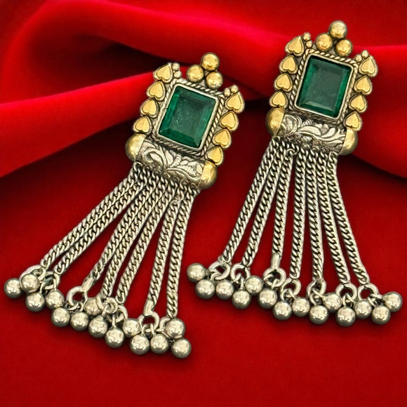 Two Tone Green Droplet Earrings