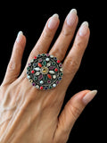 Multistone Round Big Ring
