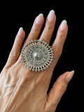 Silver Carved Big Ring