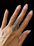 Silver Long Jali Ring