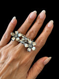 Silver Carved Double Ring