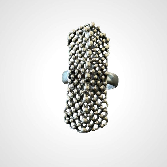 Silver Long Jali Ring