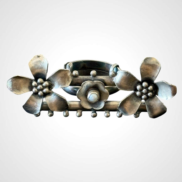 Silver Carved Double Ring