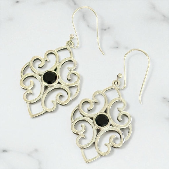 Black Onyx Carved Earring