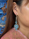 Enamel Blue Turquoise Long Earring