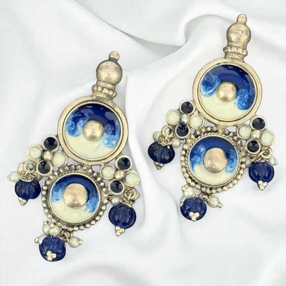 Enamel Cobalt Blue Earring