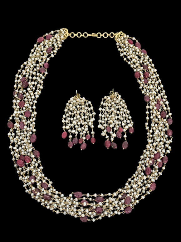 Auric MultiString Pearl Garnet Set